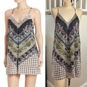 Alice + Olivia Fierra Silk Y Back Short Mini Multi Color Dress Size XS
